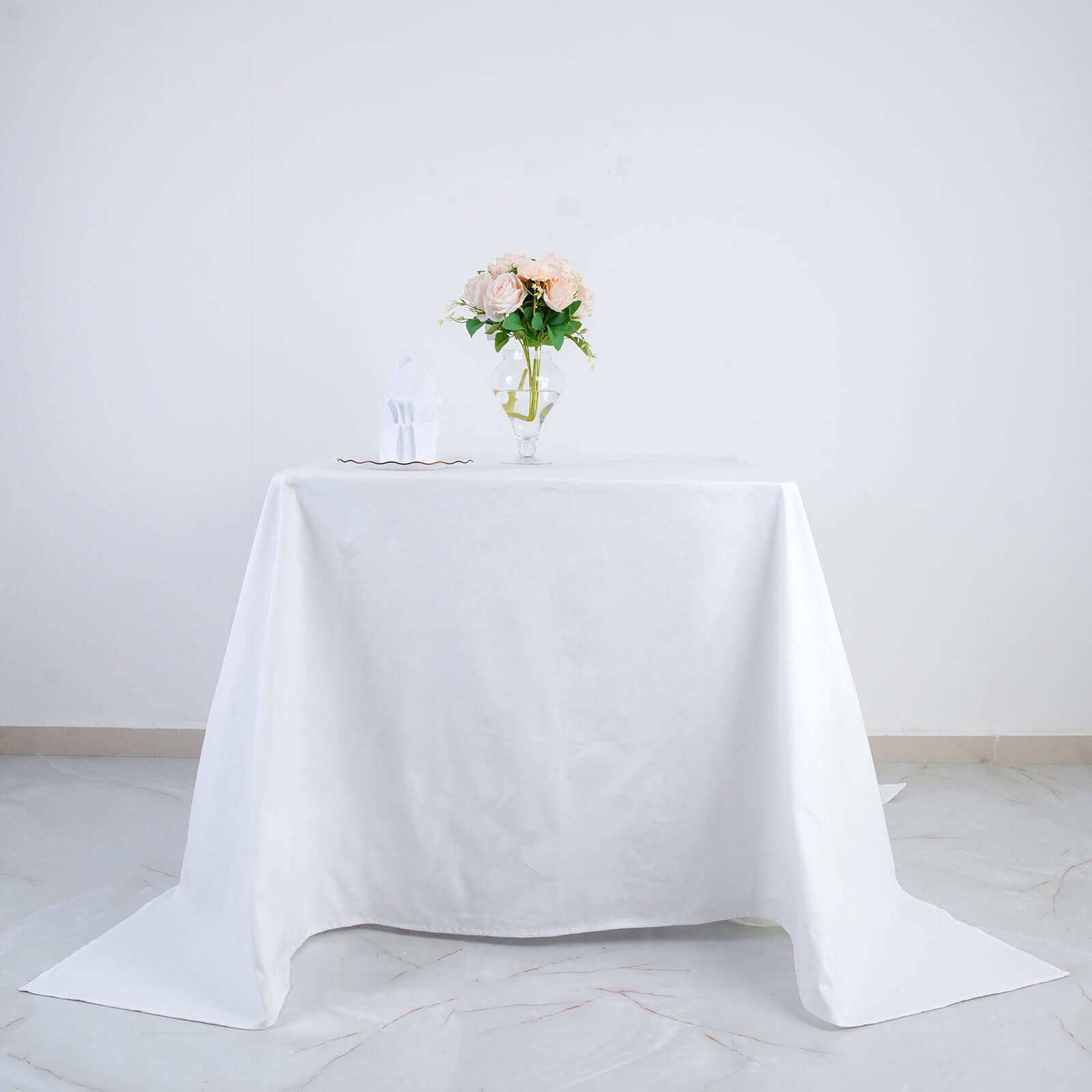 100% Cotton 90"x90" Square Tablecloth White Linen - Sophisticated, Soft & Breathable Fabric Table Cover
