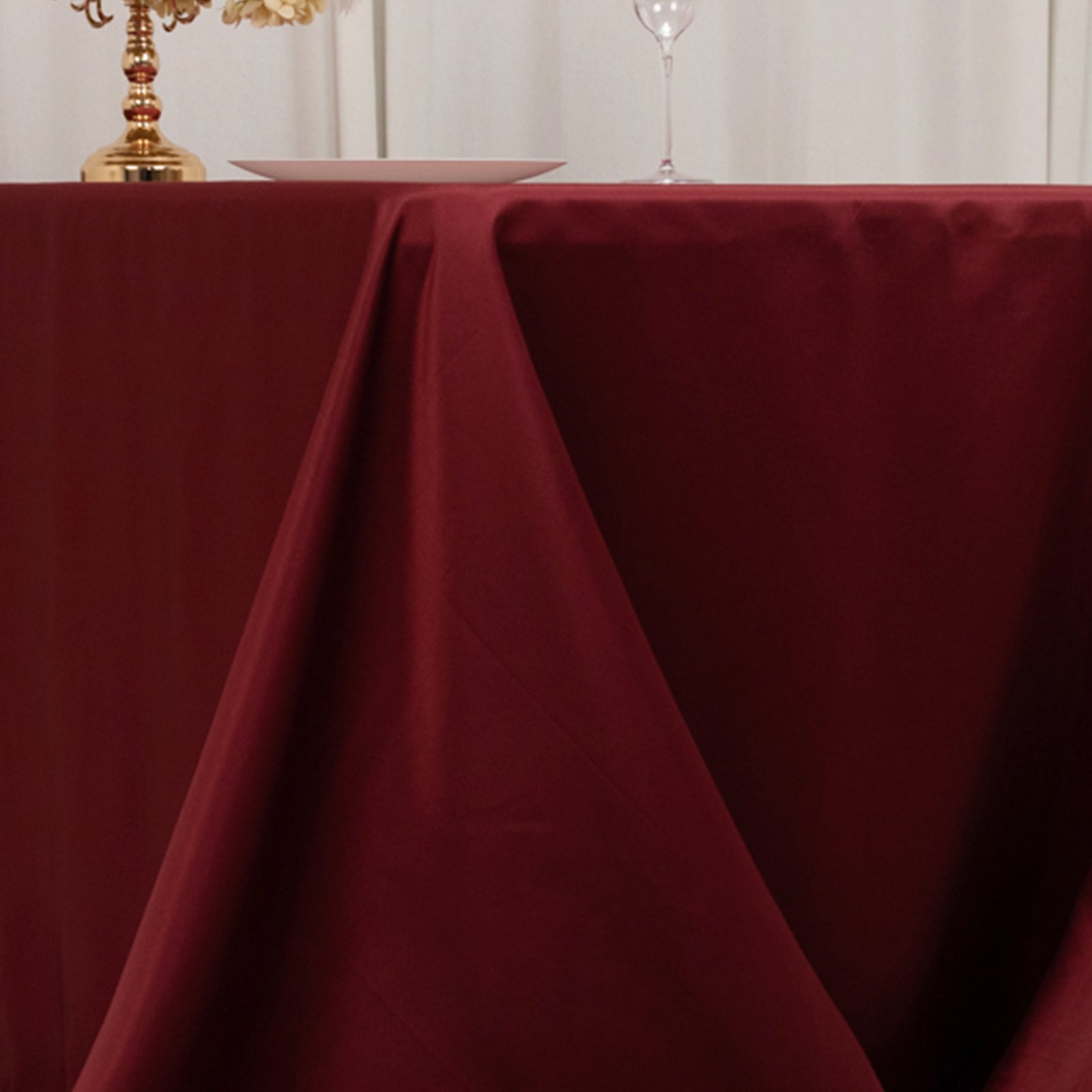 Lamour Satin 90"x132" Rectangle Tablecloth Burgundy - Soft & Silk-Like Seamless Table Cover