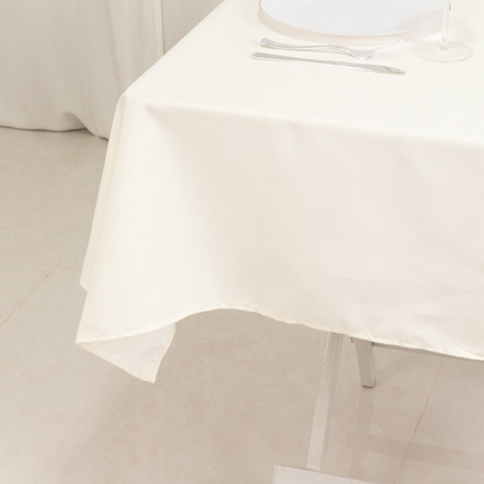 Cotton Blend 54"x54" Square Tablecloth Ivory - Wrinkle-Resistant Table Cover