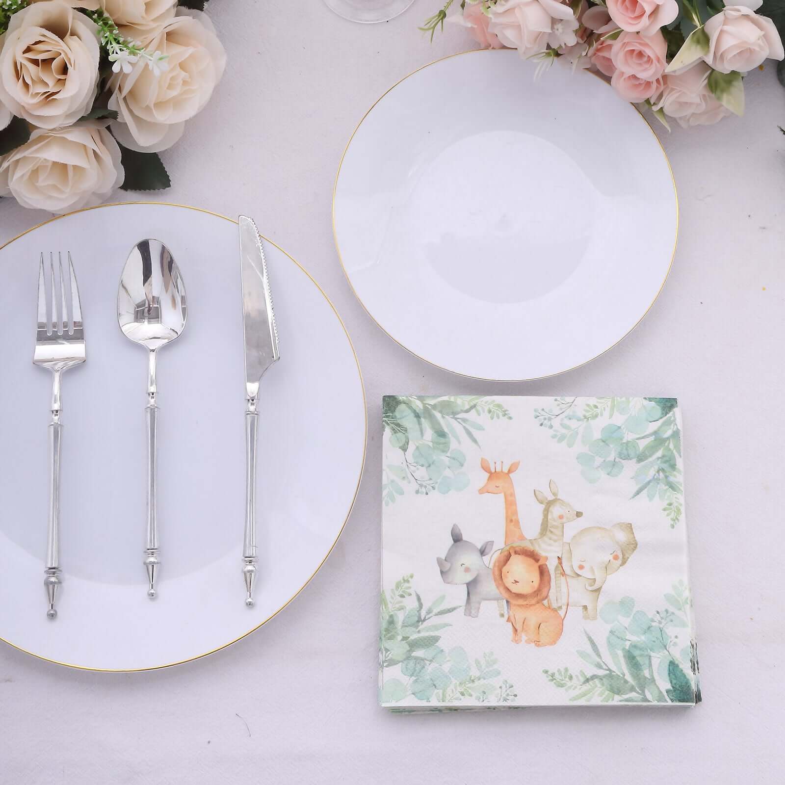 20-Pack Paper Beverage Napkins with Safari Animal Print - Jungle Theme 2 Ply Disposable Party Napkins 5"x5" 18GSM