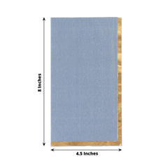 50-Pack Paper Dinner Napkins Dusty Blue with Gold Foil Edge 2 Ply - Stylish Disposable Napkins