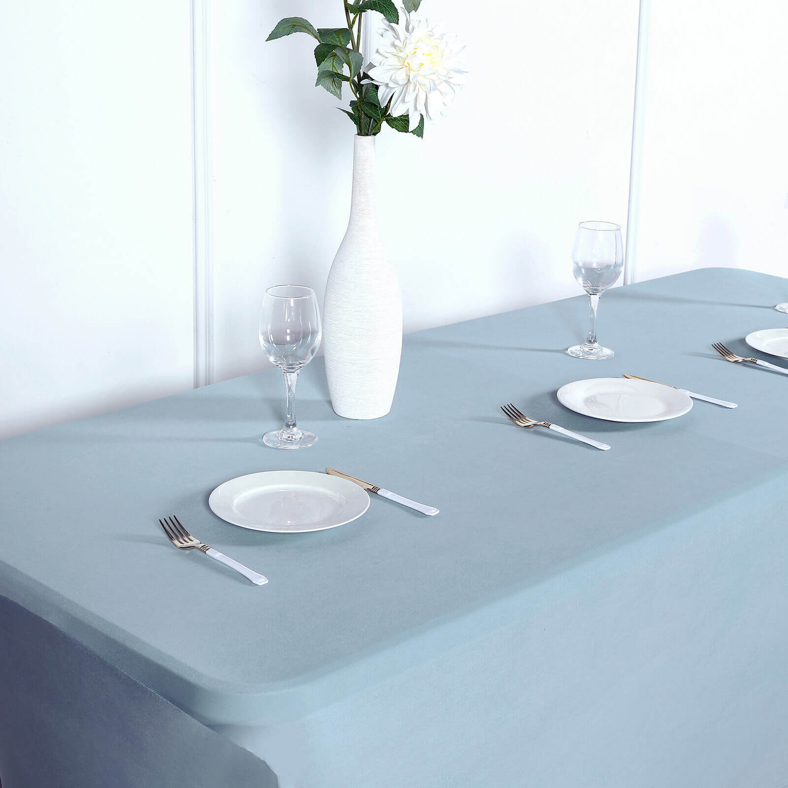 Stretch Spandex 6ft Rectangle Tablecloth Dusty Blue - Durable Form-Fitting Table Cover for Events & Presentations