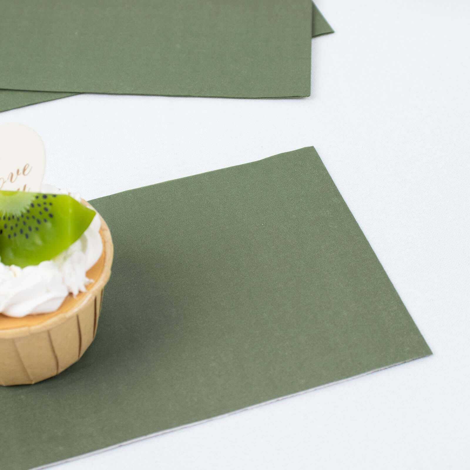 50-Pack Paper Napkins Soft Olive Green - Disposable 2-Ply Cocktail and Beverage Napkins for Weddings