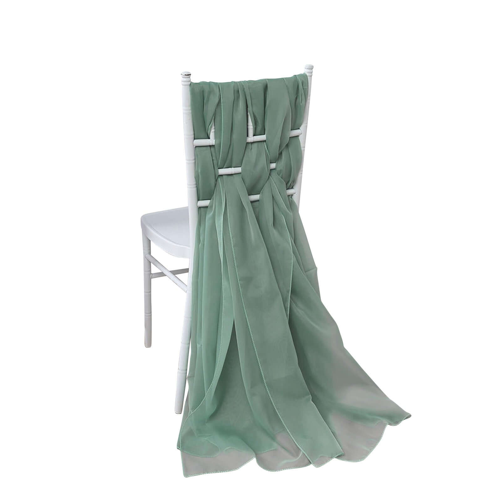 5 Pack Premium Chiffon Chair Sashes Eucalyptus Sage - Soft & Lightweight Designer Chair Bows 22"x78"