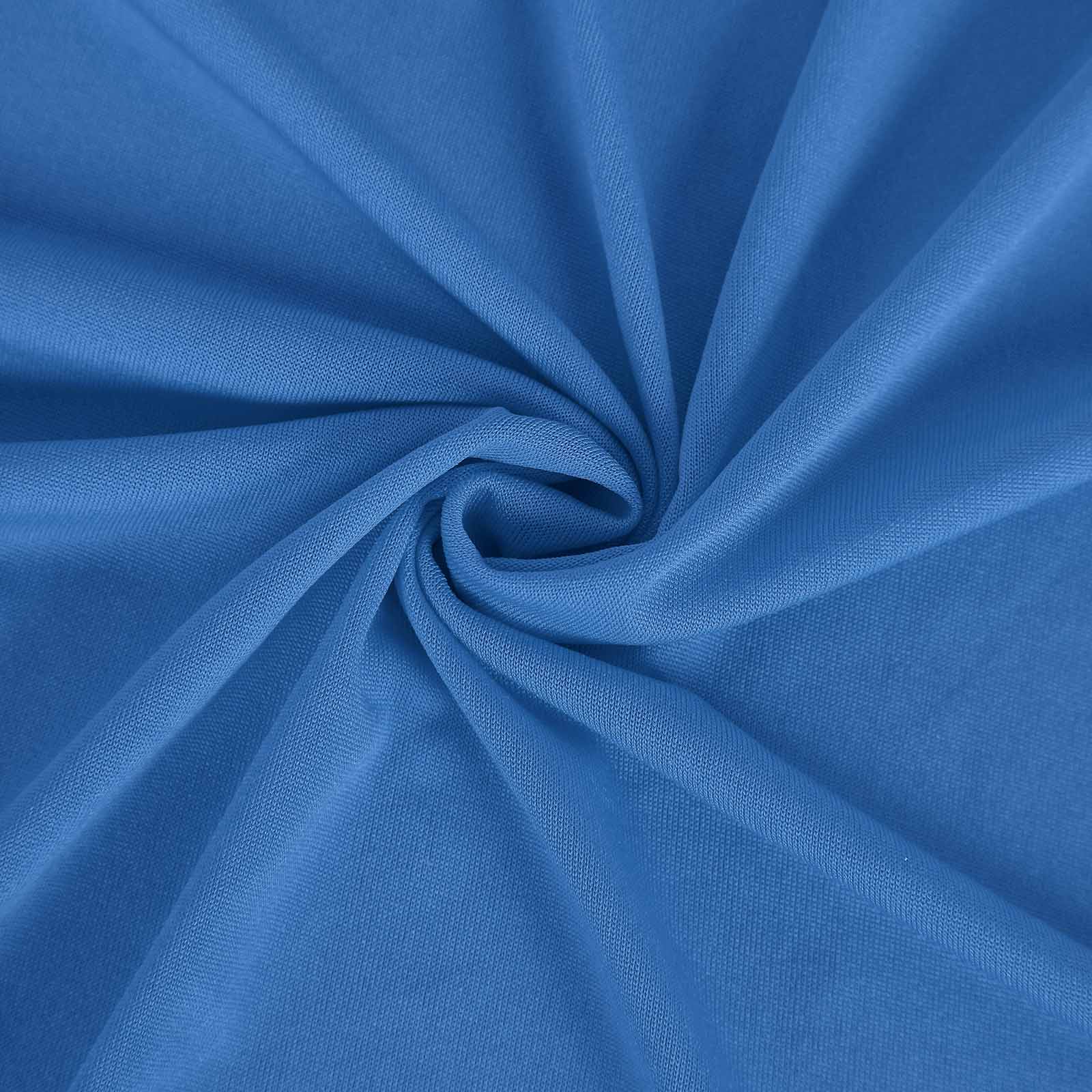 Stretch Spandex 96"x30" Rectangle Table Cover Royal Blue with Curved Open Back Design Tailored Professional Look