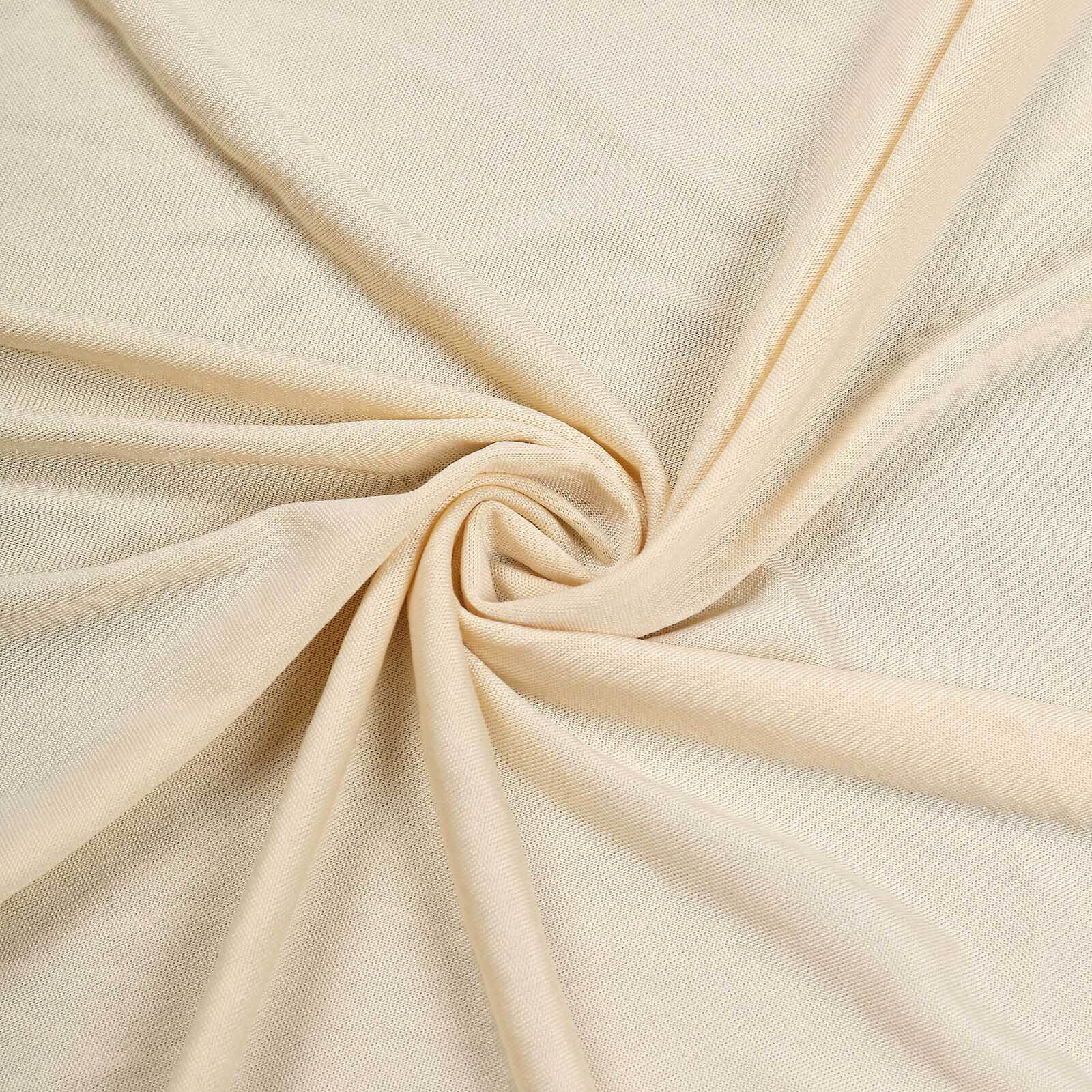 Stretch Spandex 96"x30" Rectangle Table Cover Beige - Durable Form-Fitting Tablecloth