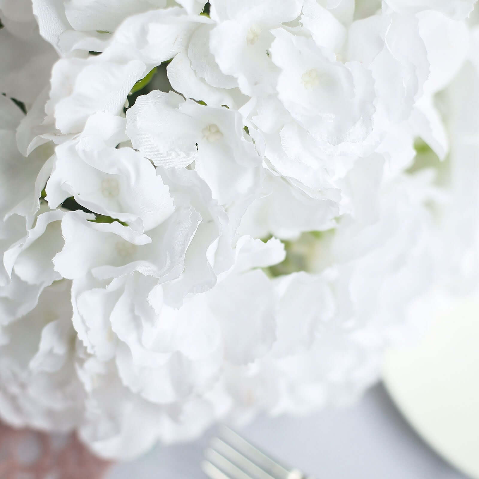 5 Bushes White Artificial Silk Hydrangea Flower Bouquets