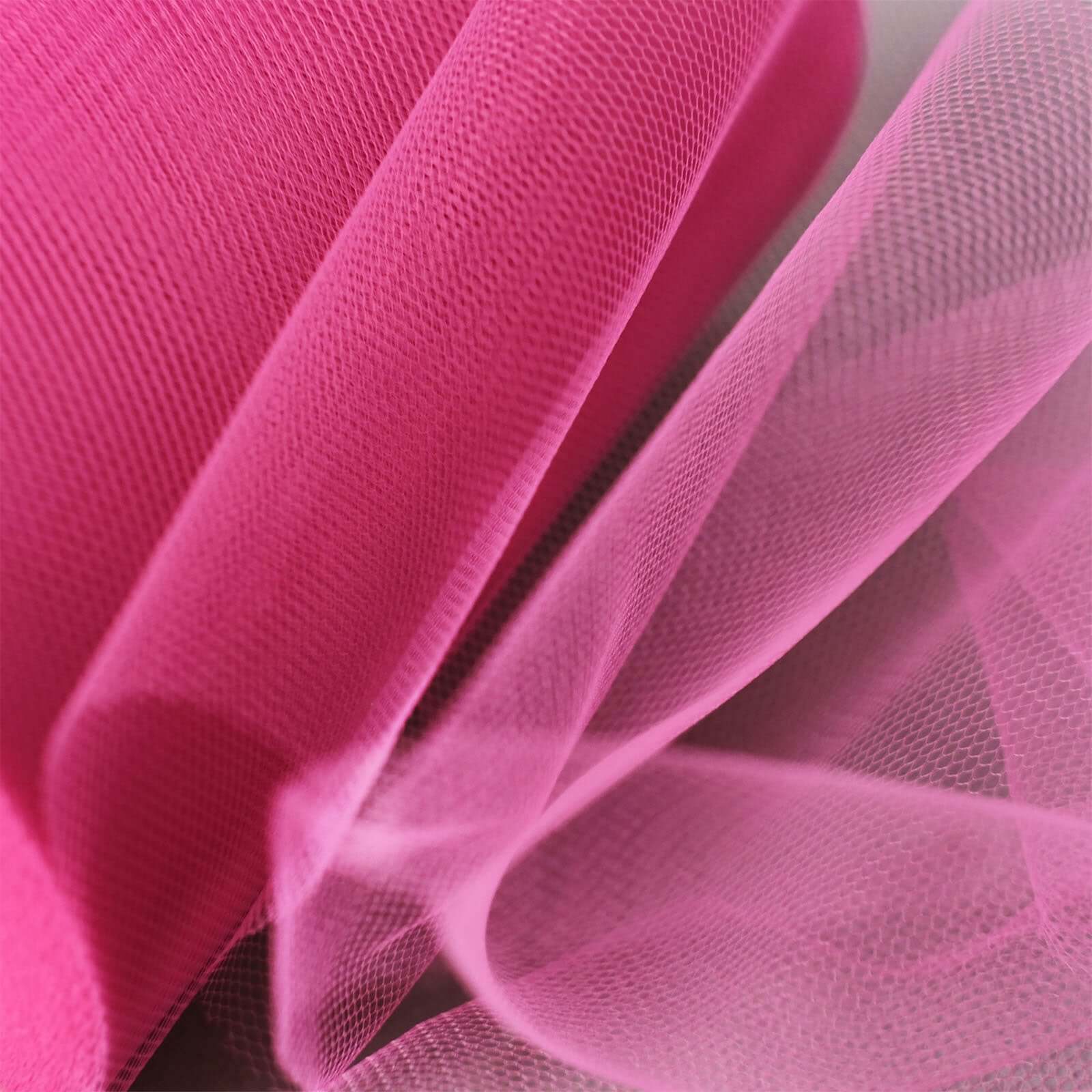 6"x100 Yards Fuchsia Tulle Fabric Bolt, Sheer Fabric Spool Roll For Crafts