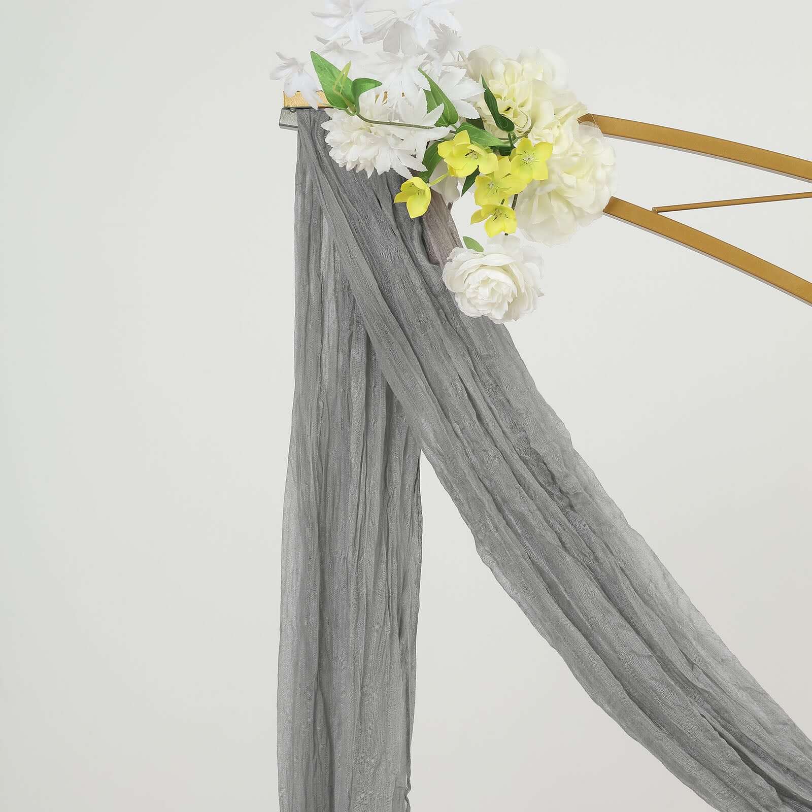 20ft Gray Gauze Cheesecloth Fabric Wedding Arch Drapery, Window Scarf Valance, Boho Decor Arbor Curtain Panel