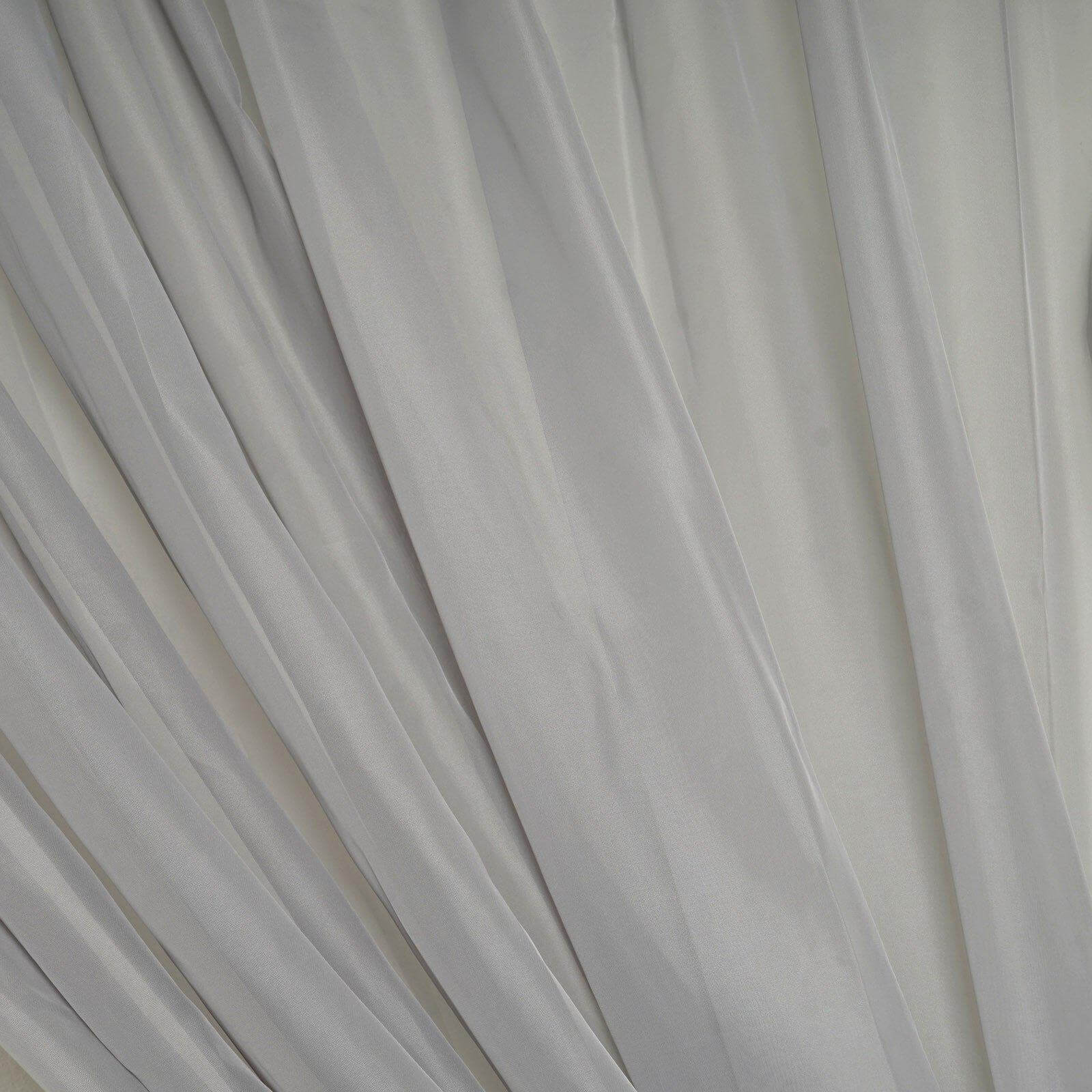 2 Pack Silver Sheer Chiffon Event Curtain Drapes, Durable Flame Resistant Premium Organza Backdrop Event Panels With Rod Pockets - 10ftx10ft
