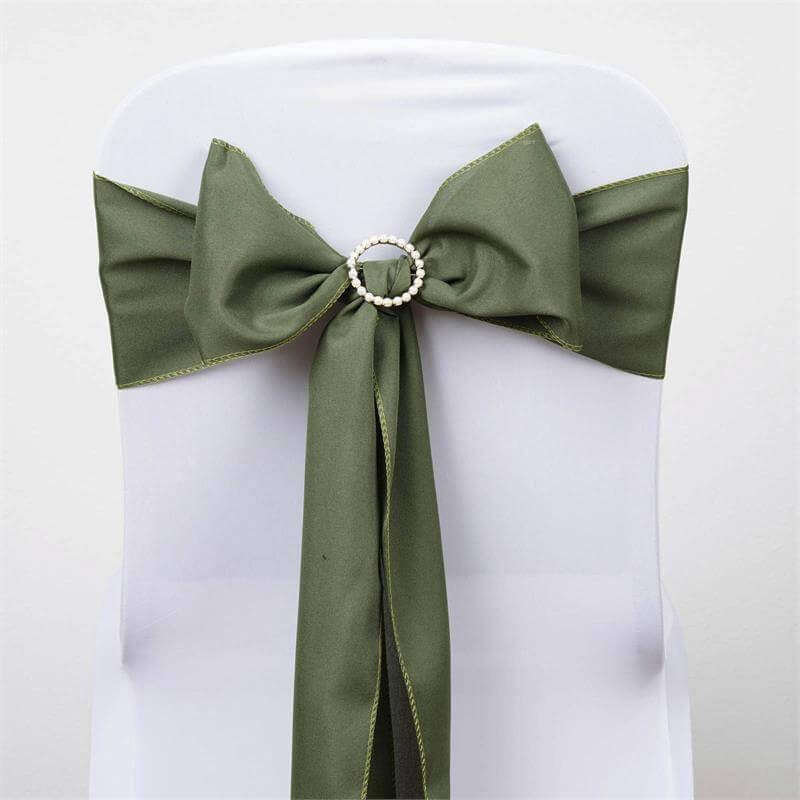 5 Pack Polyester Chair Sashes Olive Green 6"x108"