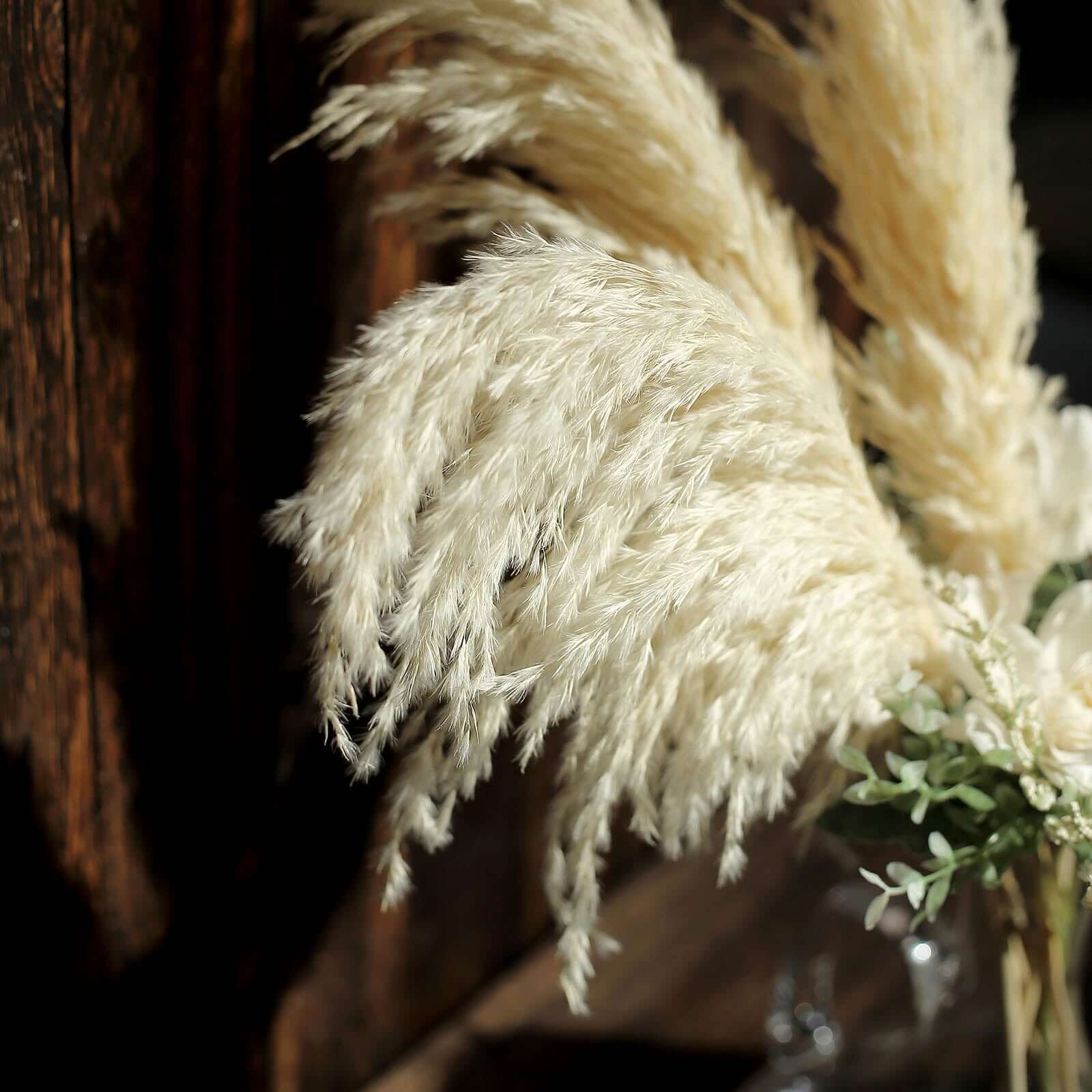6 Stems Natural Dried Pampas Grass Decor Wheat Tint - Versatile Plant Sprays for Boho Chic Vase Displays Backdrops & Event Styling 32"