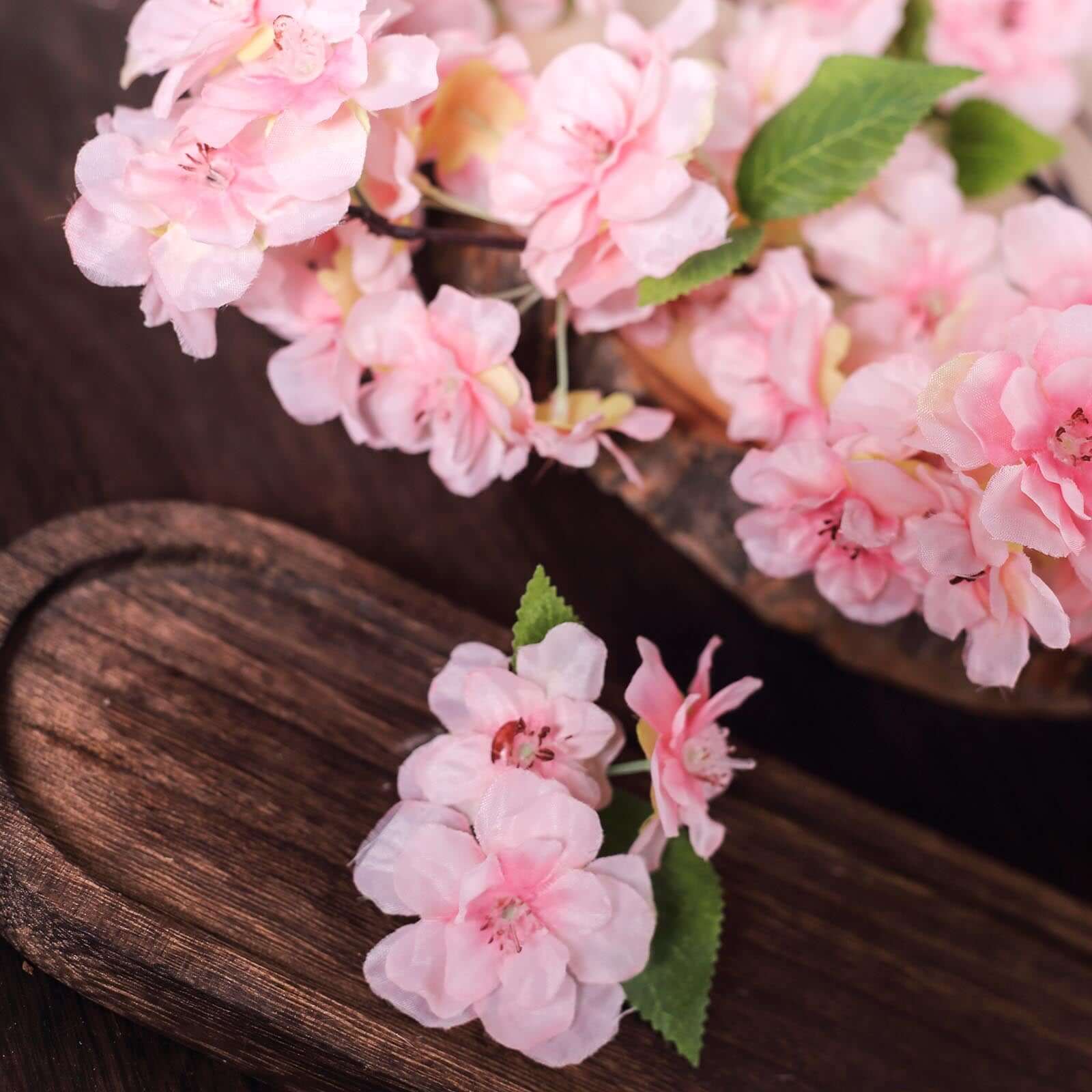 4 Bushes 40" Tall Pink Artificial Silk Cherry Blossom Flowers, Branches