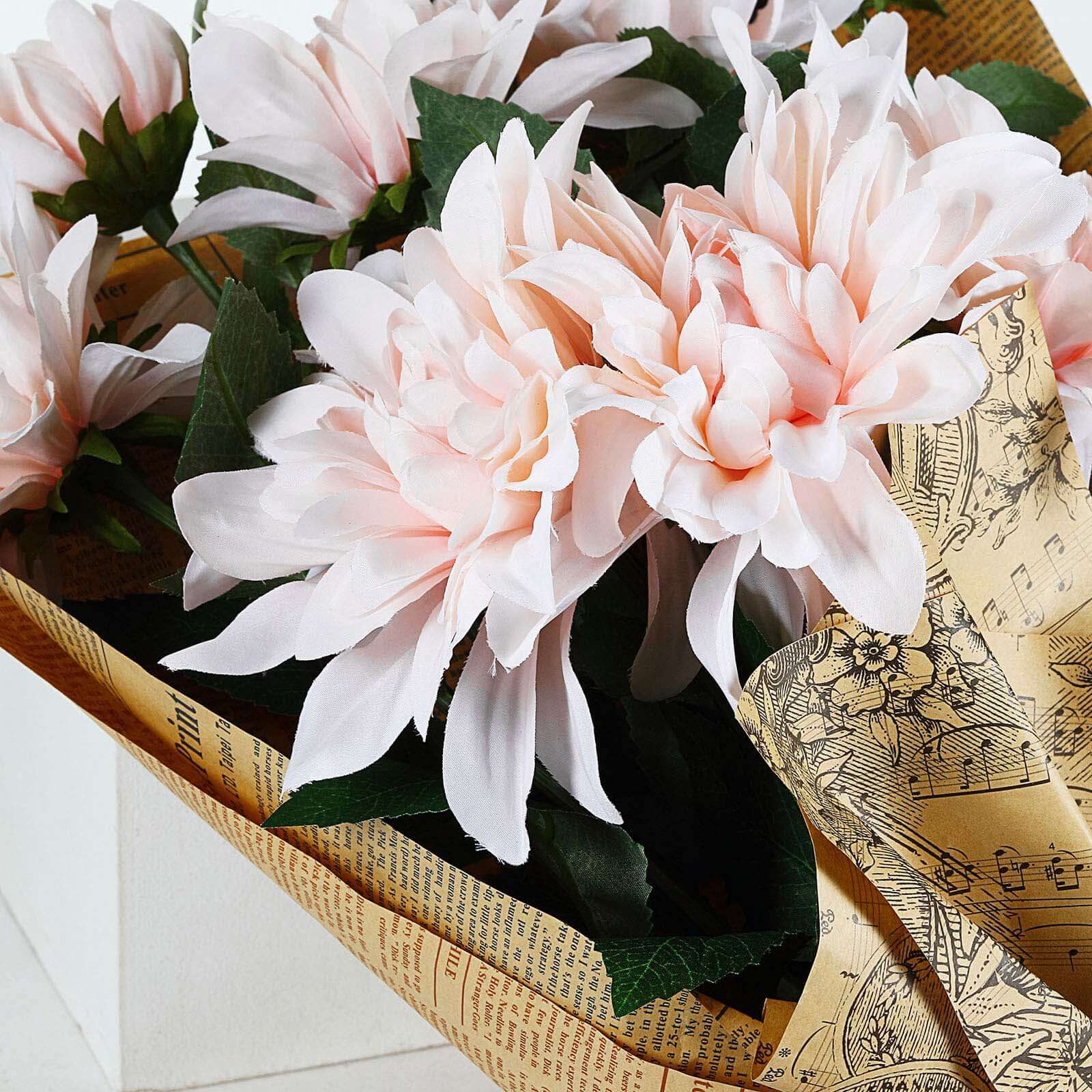 30" Tall Blush Artificial Dahlia Silk Flower Stems, Faux Floral Spray