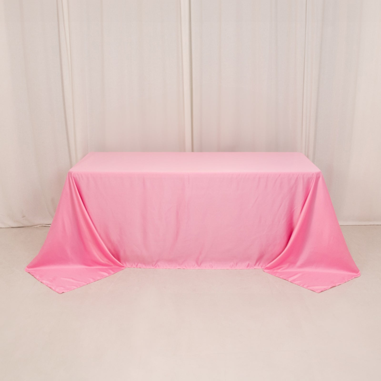 Lamour Satin 90"x132" Rectangle Tablecloth Pink - Soft & Silk-Like Seamless Table Cover
