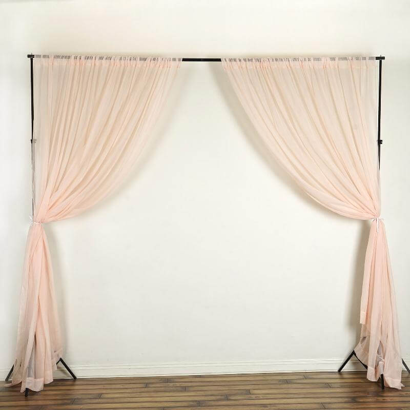 2 Pack Blush Sheer Chiffon Event Curtain Drapes, Durable Flame Resistant Premium Organza Backdrop Event Panels With Rod Pockets - 10ftx10ft