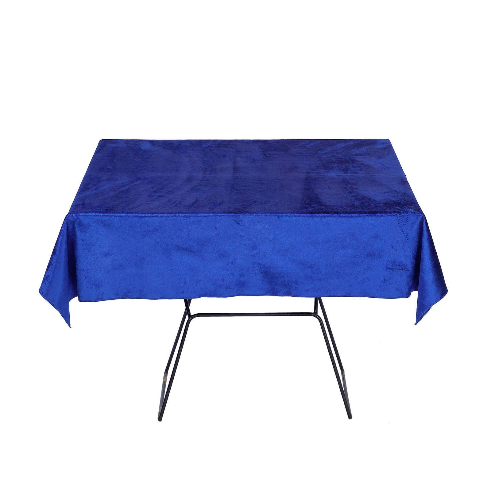 54"x54" Royal Blue Seamless Premium Velvet Square Tablecloth, Reusable Linen