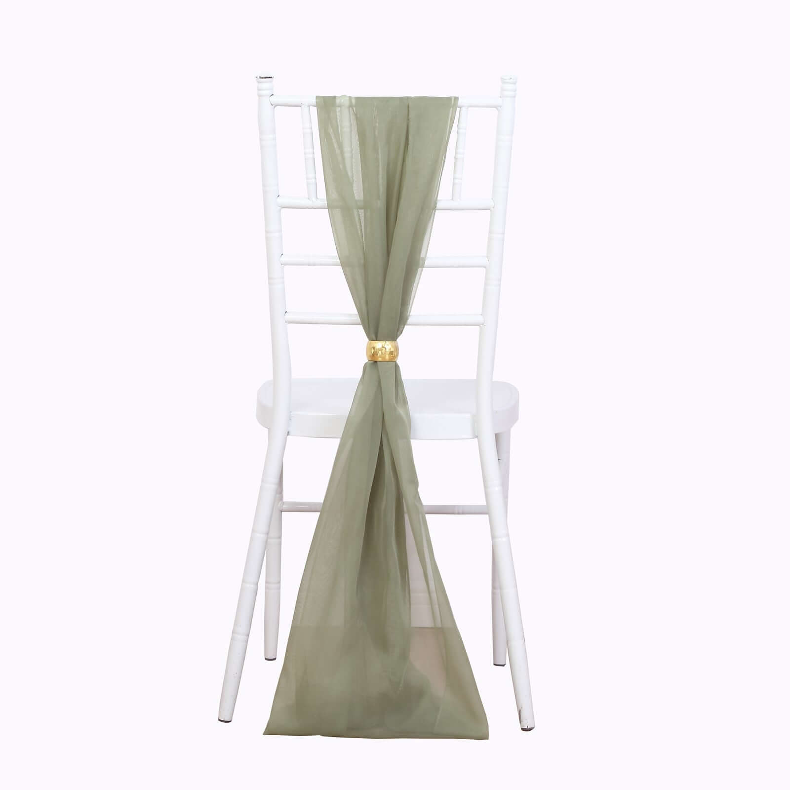 5 Pack Premium Chiffon Chair Sashes Dusty Sage Green - Soft & Lightweight Designer Chair Bows 22"x78"