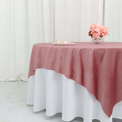 Velvet 72"x72" Table Overlay Square Tablecloth Dusty Rose - Premium Soft Finish Table Topper