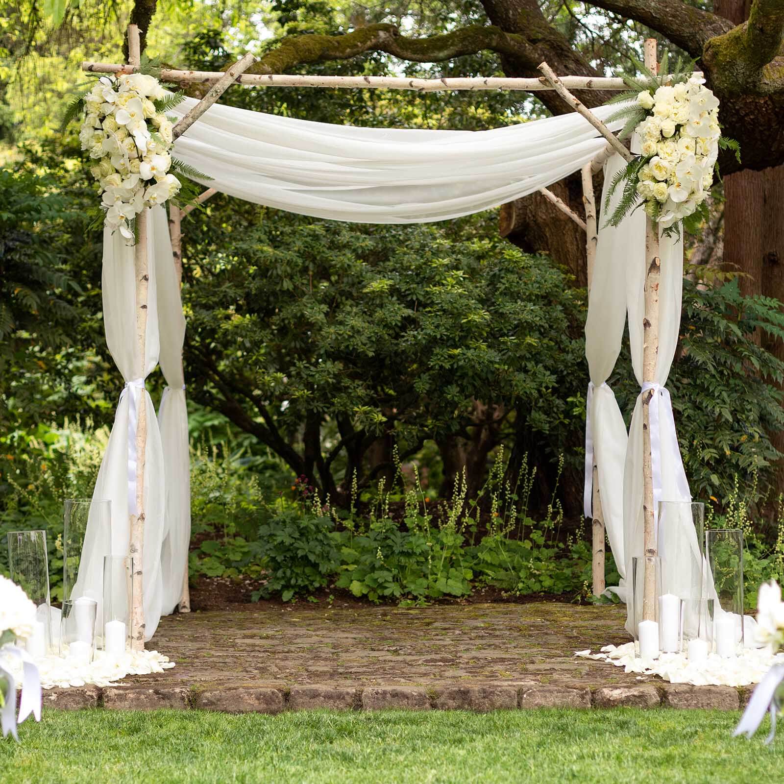 5ftx14ft Premium Ivory Chiffon Curtain Panel, Durable Flame Resistant Backdrop Ceiling Drapery With Rod Pocket
