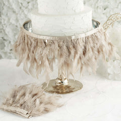 39" Natural Real Turkey Feather Fringe Trim With Satin Ribbon Tape