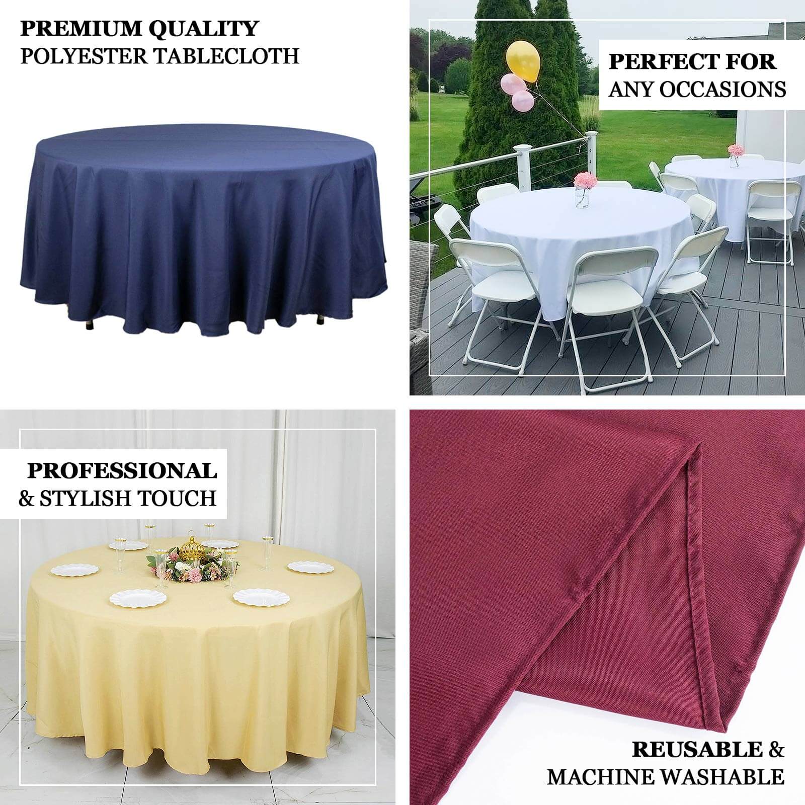 Premium Polyester 108" Round Tablecloth Lavander Lilac - Wrinkle-Resistant 220GSM Table Cover