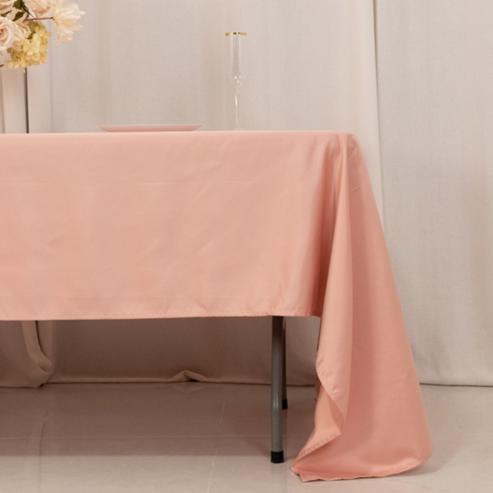 Lamour Satin 60"x126" Rectangle Tablecloth Dusty Rose - Soft & Silk-Like Table Cover