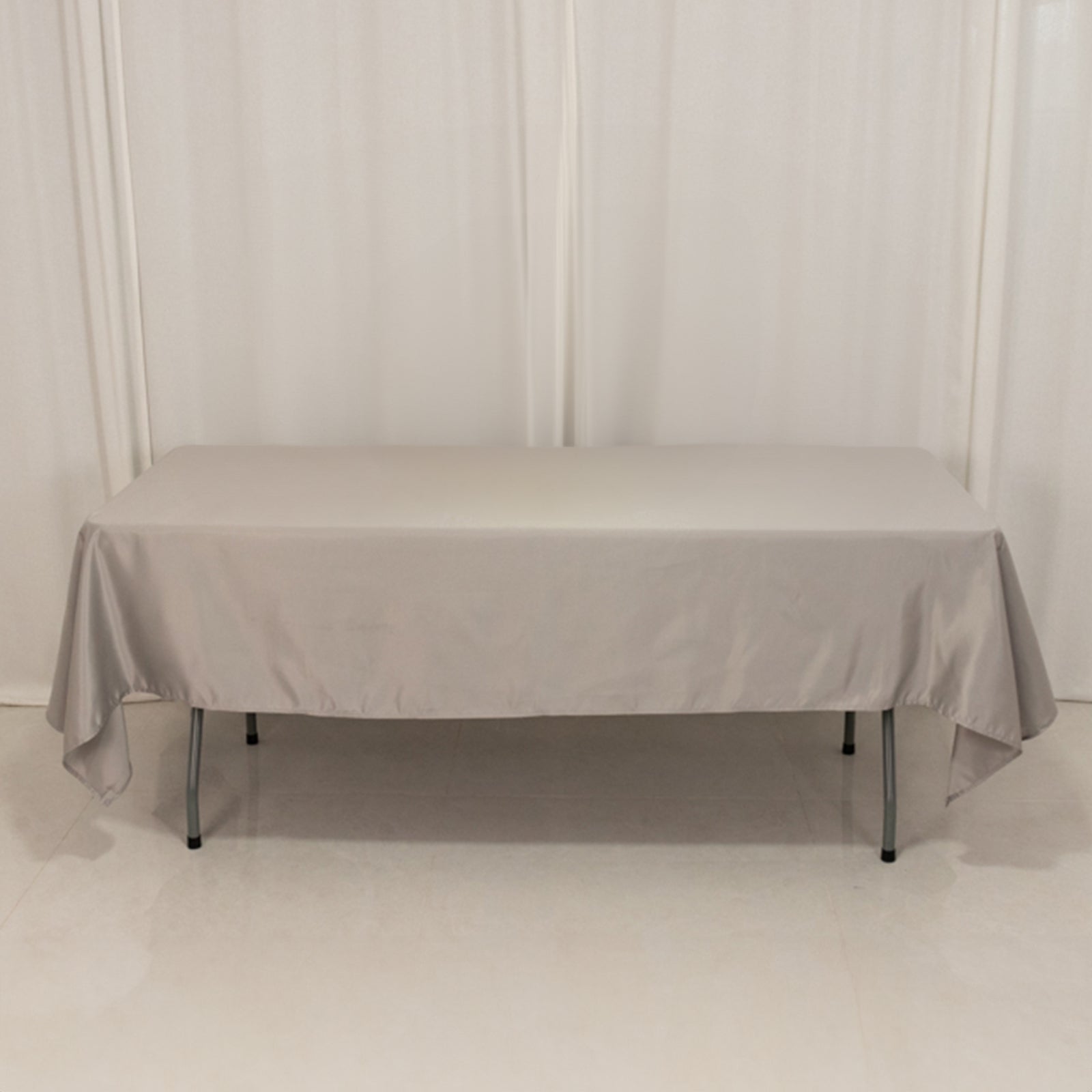 Lamour Satin 60"x102" Rectangle Tablecloth Silver - Durable & Silky Soft Feel Table Cover