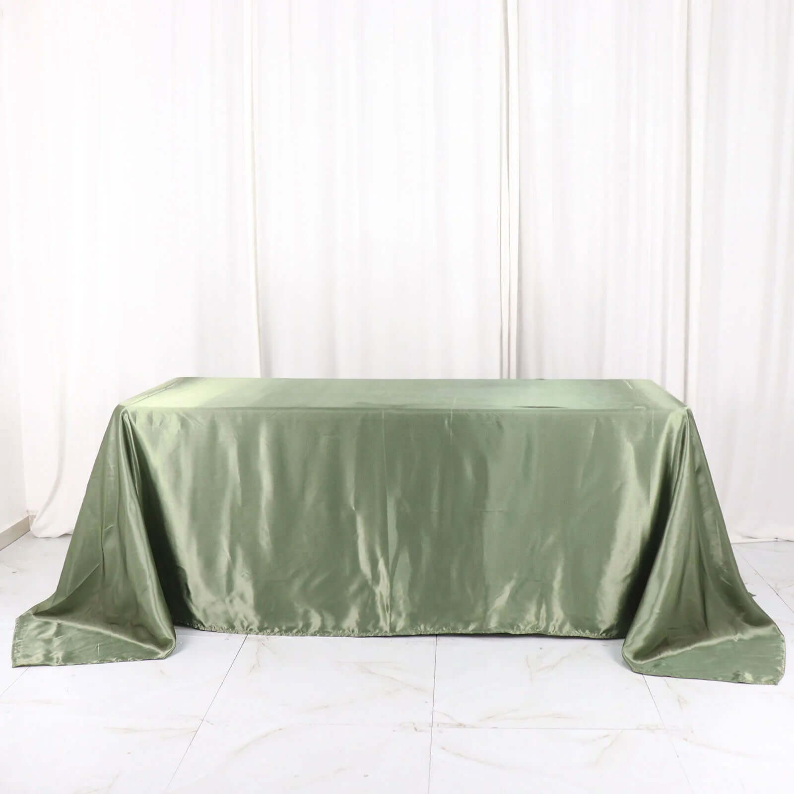 Satin Rectangular 90"x132" Tablecloth Dusty Sage Green Satin - Seamless Table Cover