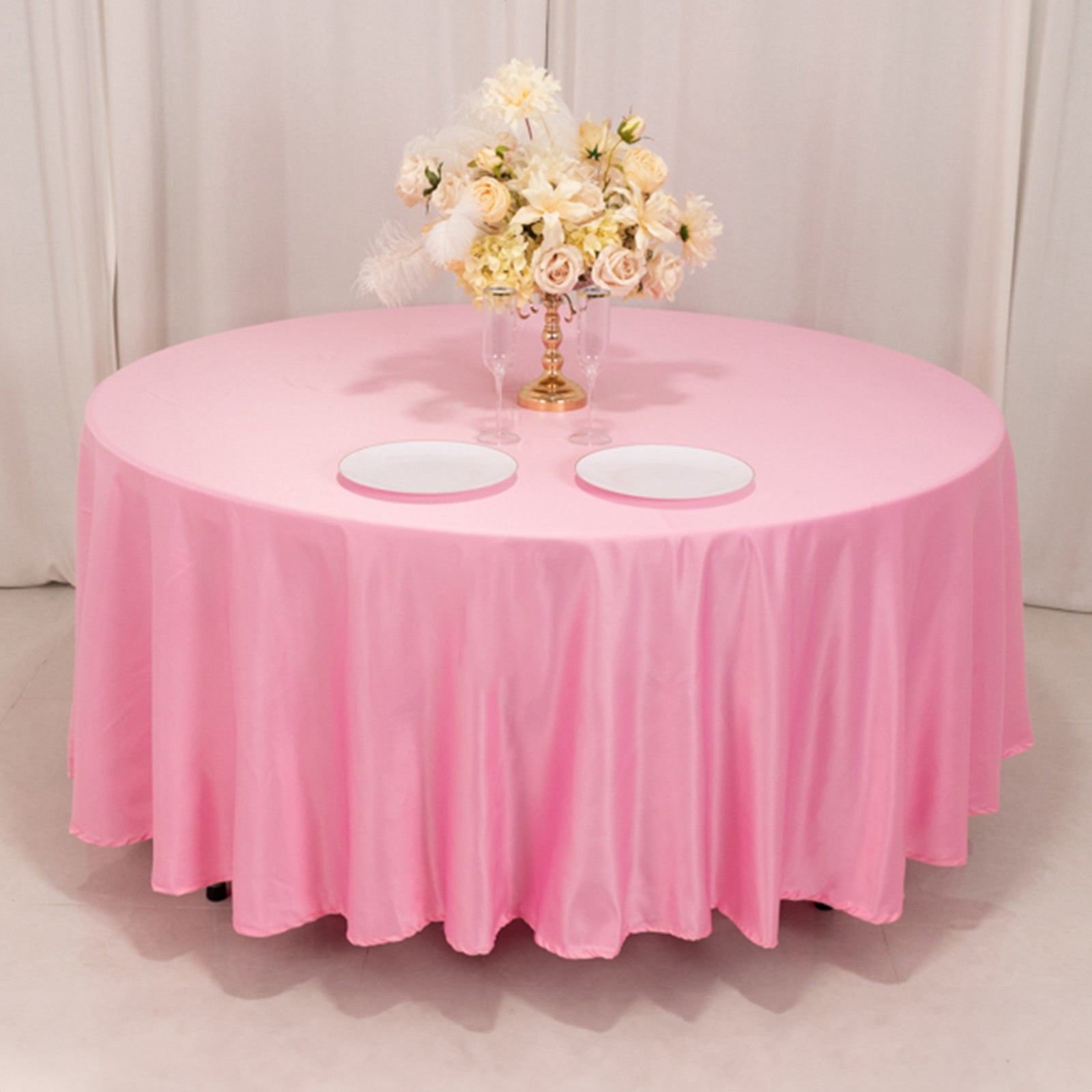 Lamour Satin 108" Round Tablecloth Pink - Durable & Silk-Like Table Cover