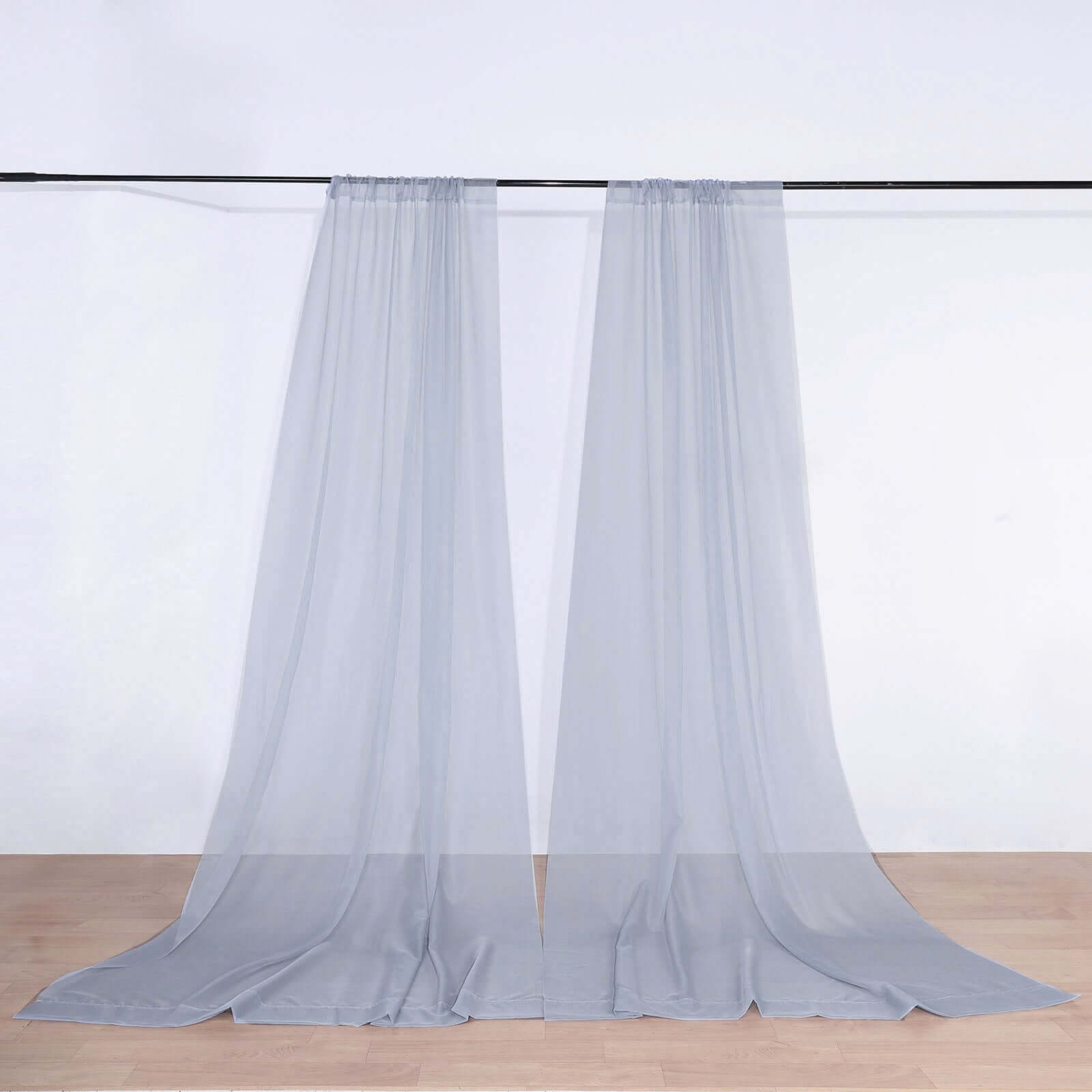 2 Pack Dusty Blue Sheer Chiffon Event Curtain Drapes, Durable Flame Resistant Premium Organza Backdrop Event Panels With Rod Pockets - 10ftx10ft