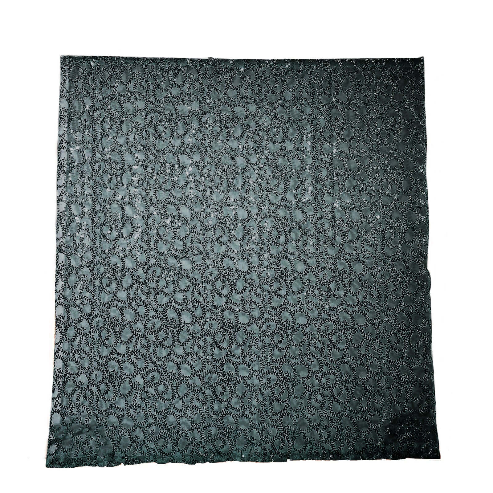 8ftx8ft Hunter Emerald Green Embroider Sequin Event Curtain Drapes, Sparkly Sheer Backdrop Event Panel With Embroidery Leaf