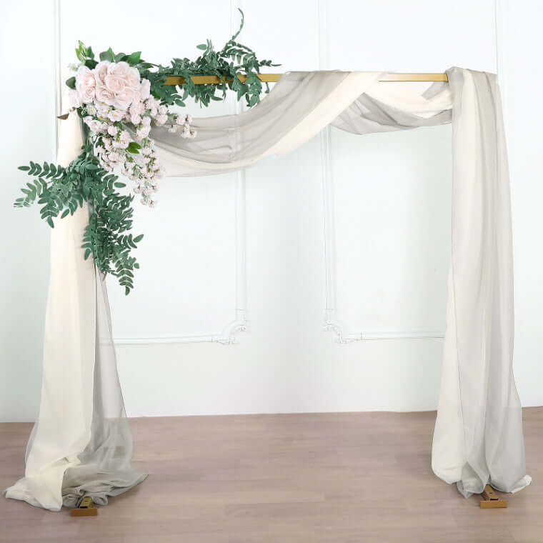 18ft Silver Sheer Organza Wedding Arch Drapery Fabric, Window Scarf Valance