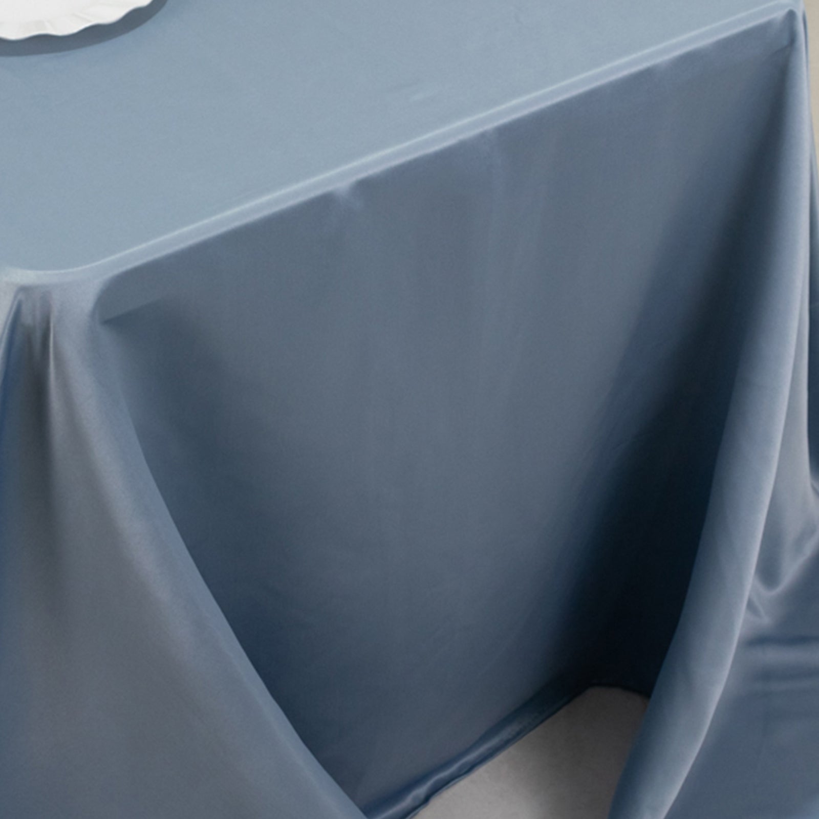 Lamour Satin 90"x132" Rectangle Tablecloth Dusty Blue - Soft & Silk-Like Seamless Table Cover