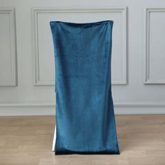 Velvet Chair Back Slipcover for Chiavari Chairs Navy Blue - Soft and Smooth Solid Chair Back Cover Cap