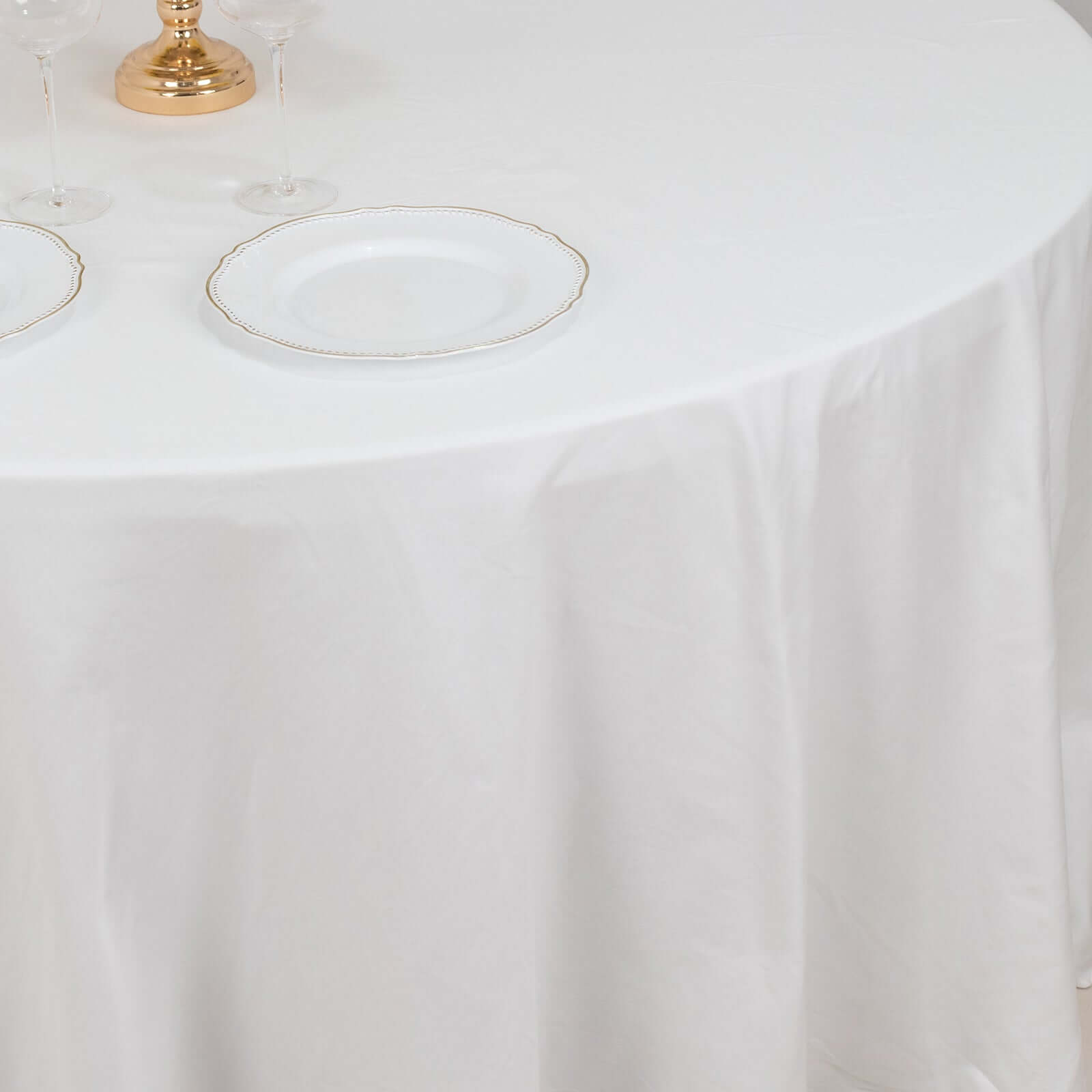 100% Cotton 120" Round Tablecloth White Linen - Seamless, Soft & Breathable Table Cover