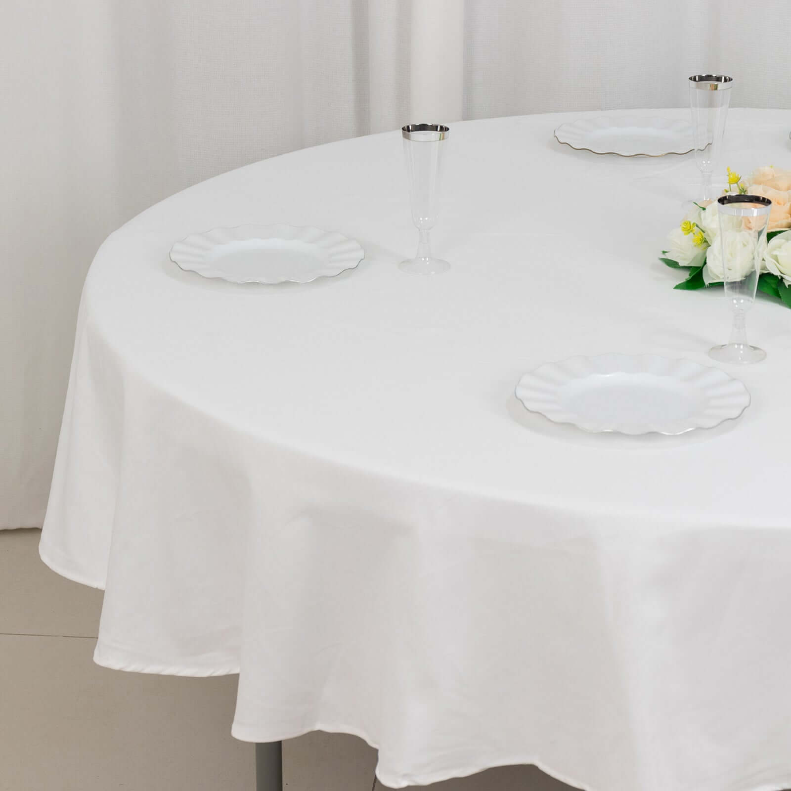 100% Cotton 90" Round Tablecloth White Linen - Sophisticated, Soft & Breathable Table Cover