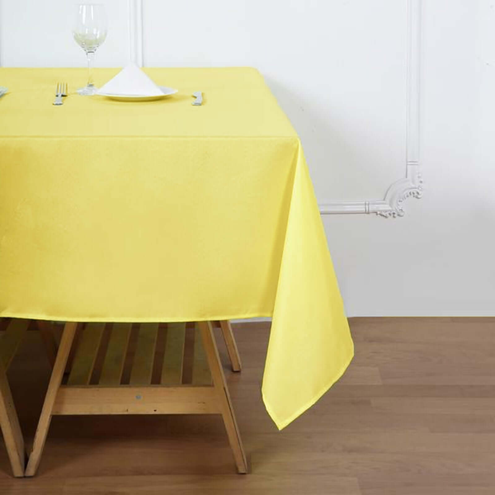 Polyester Square 70"x70" Tablecloth Yellow - Wrinkle-Resistant & Durable Table Cover
