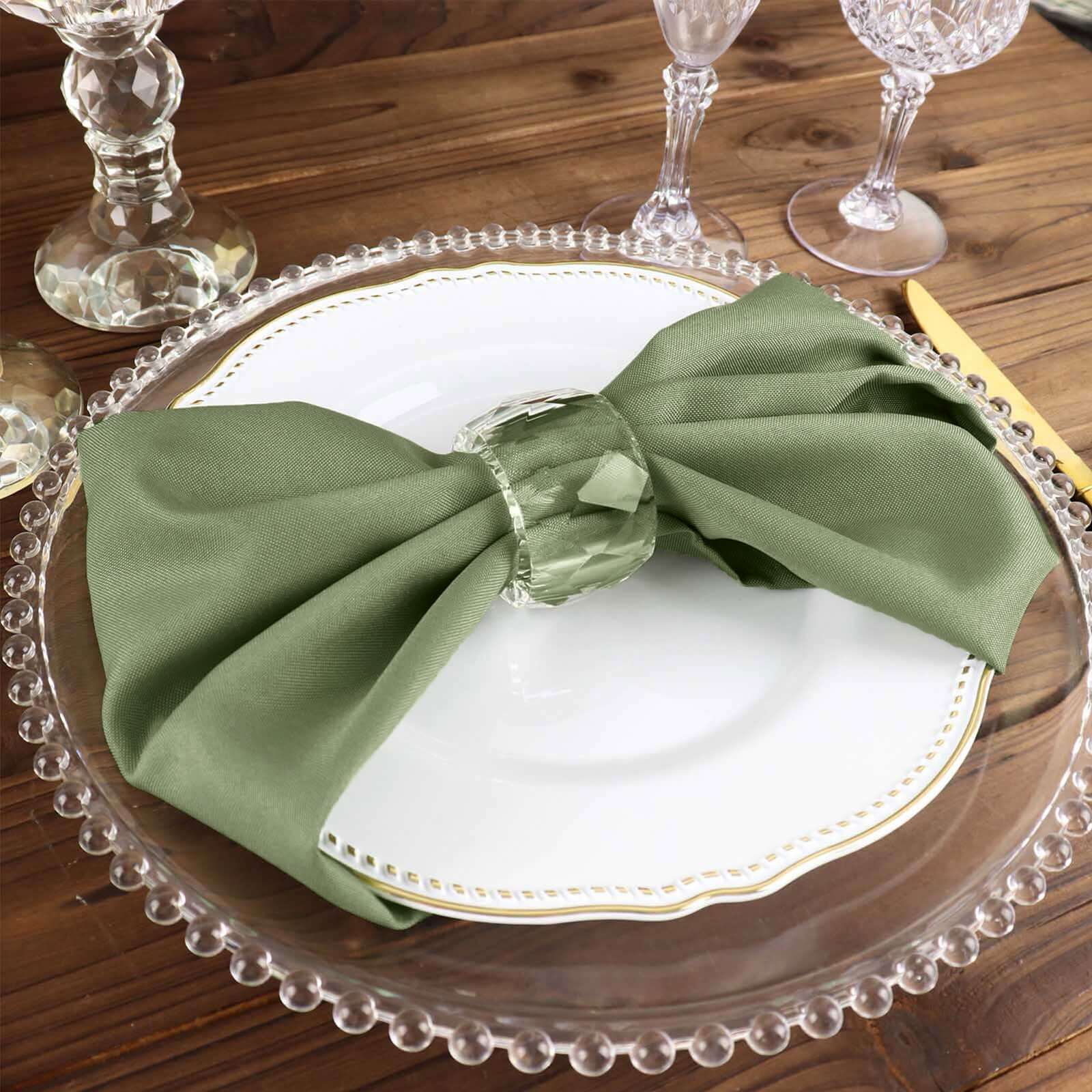 5 Pack Polyester 17"x17" Napkins Dusty Sage Green - Durable & Wrinkle Resistant Dinner Napkins