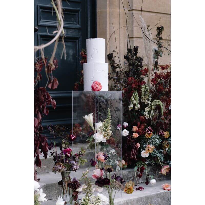40" Floor Standing Clear Acrylic Display Box, Transparent Pedestal Riser with Interchangeable Lid and Base