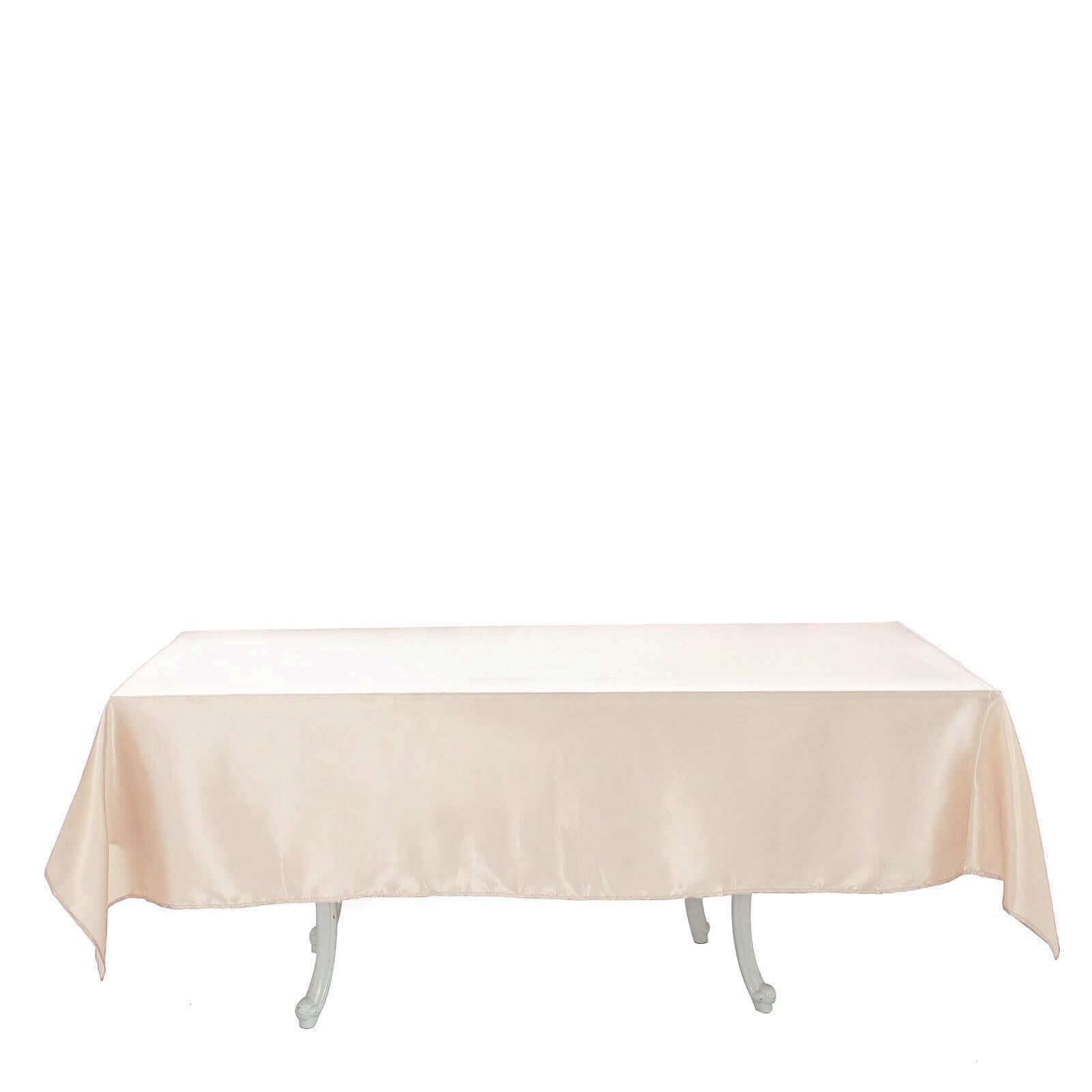 Satin Rectangular 60"x102" Tablecloth Beige - Smooth and Lustrous Table Cover