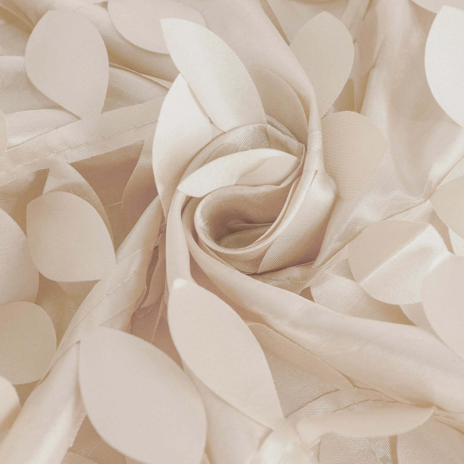 Taffeta 132" Round Tablecloth Beige 3D | 3D Leaf Petal Design Seamless Table Cover