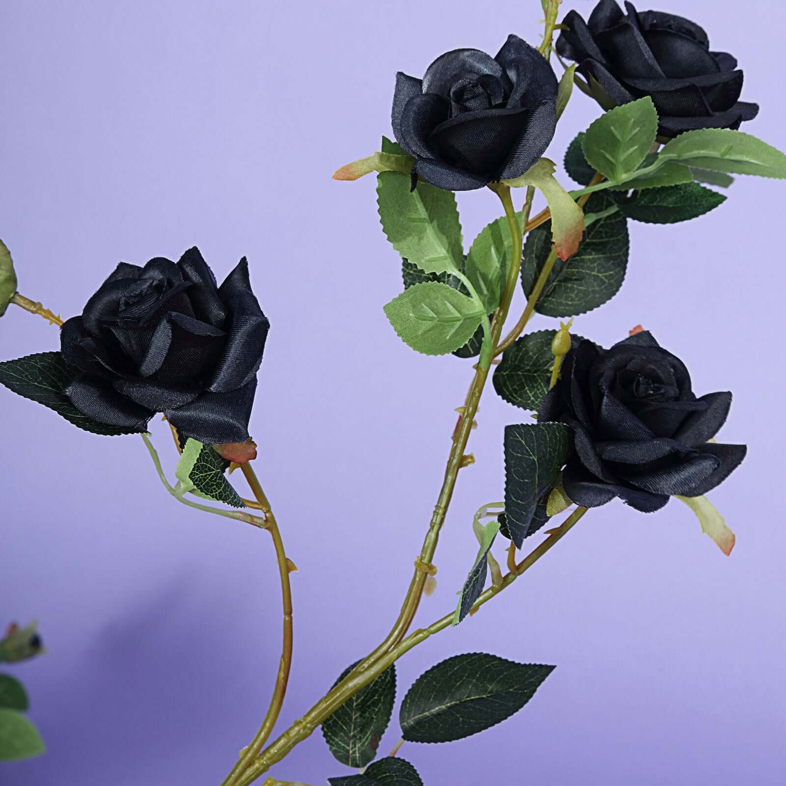 2 Stems 38" Tall Black Artificial Silk Rose Flower Bouquet Bushes