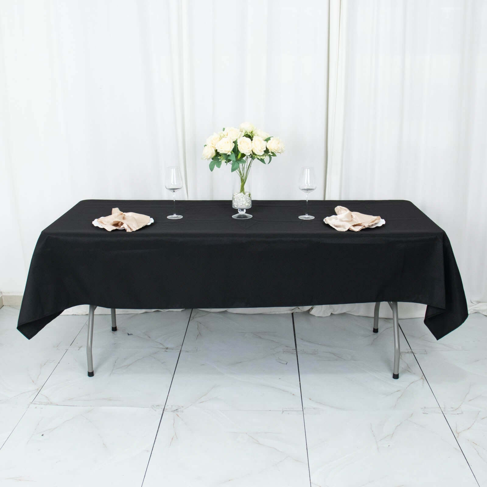 Premium Polyester 54"x96" Rectangle Tablecloth Black - Durable 220GSM Stain-Resistant Fabric Table Cover