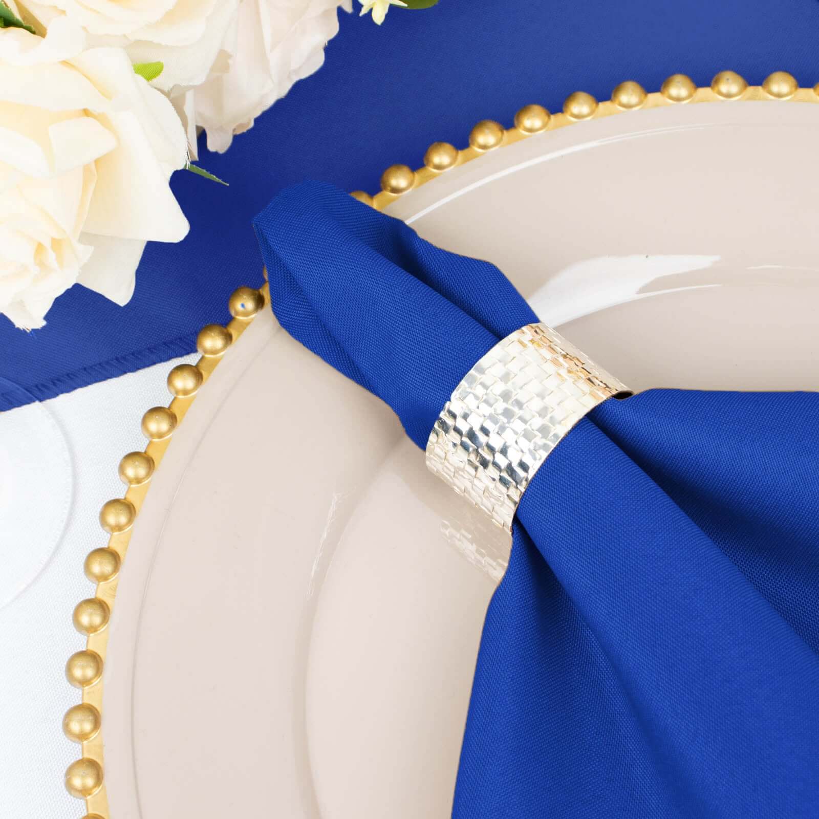 5 Pack Polyester 20"x20" Napkins Royal Blue - Wrinkle Resistant & Easy Care Cloth Napkins