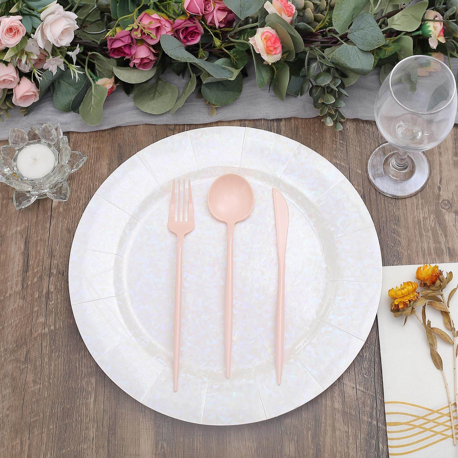 50-Pack Plastic Utensil Set Blush Pink - Premium Disposable Heavy Duty Sleek Flatware