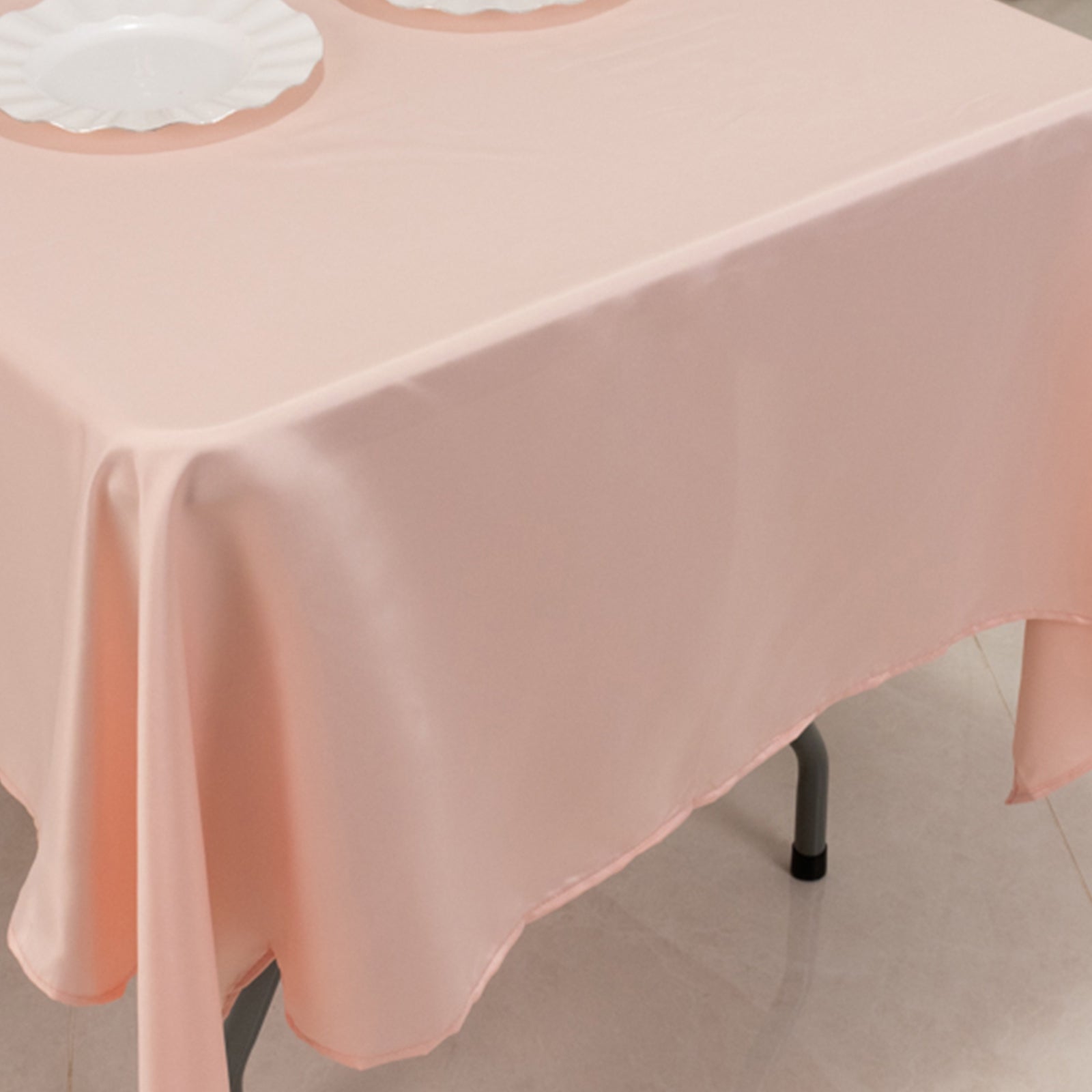 Lamour Satin 60"x102" Rectangle Tablecloth Blush - Durable & Silky Soft Feel Table Cover