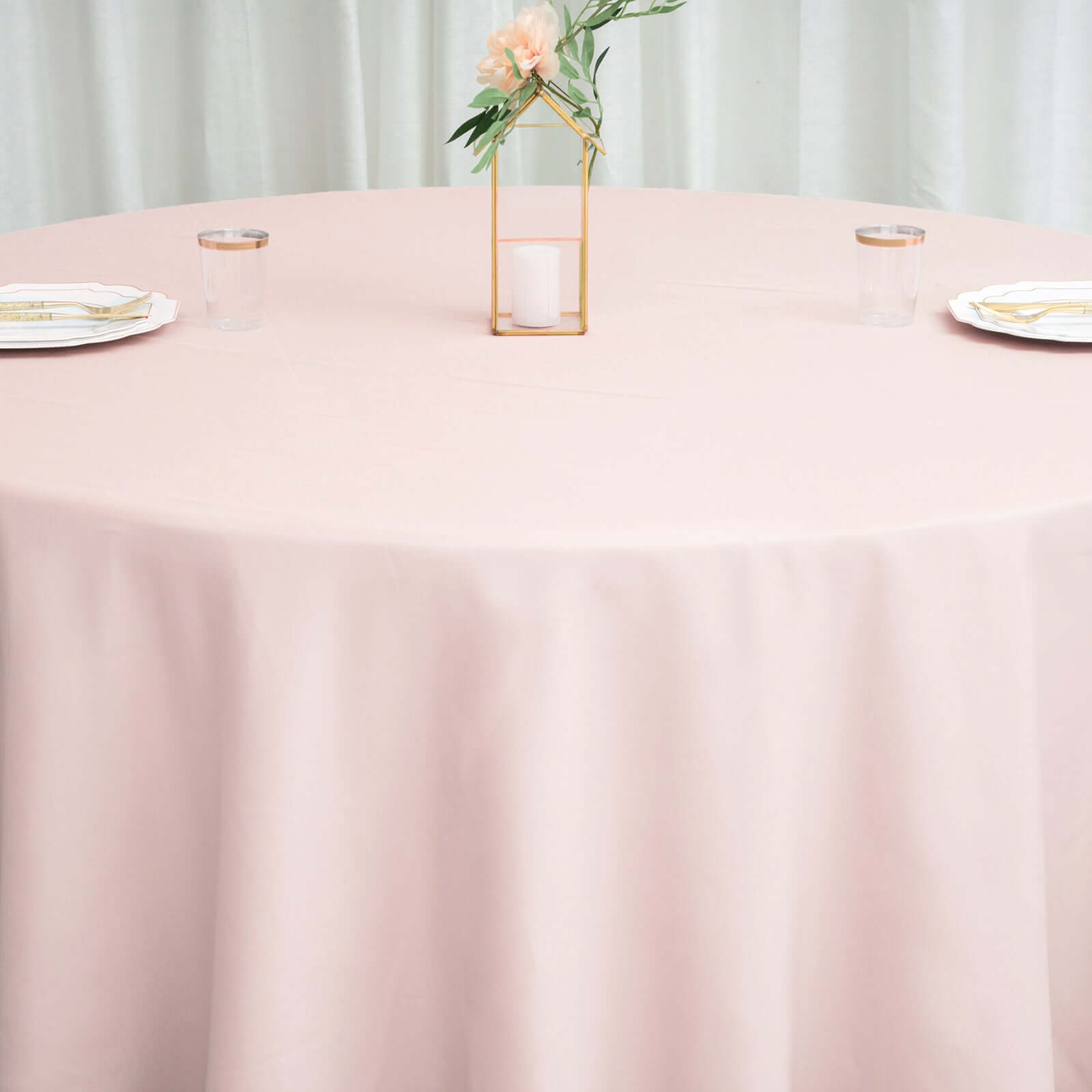Polyester 132" Round Tablecloth Blush - Seamless Chic Table Cover