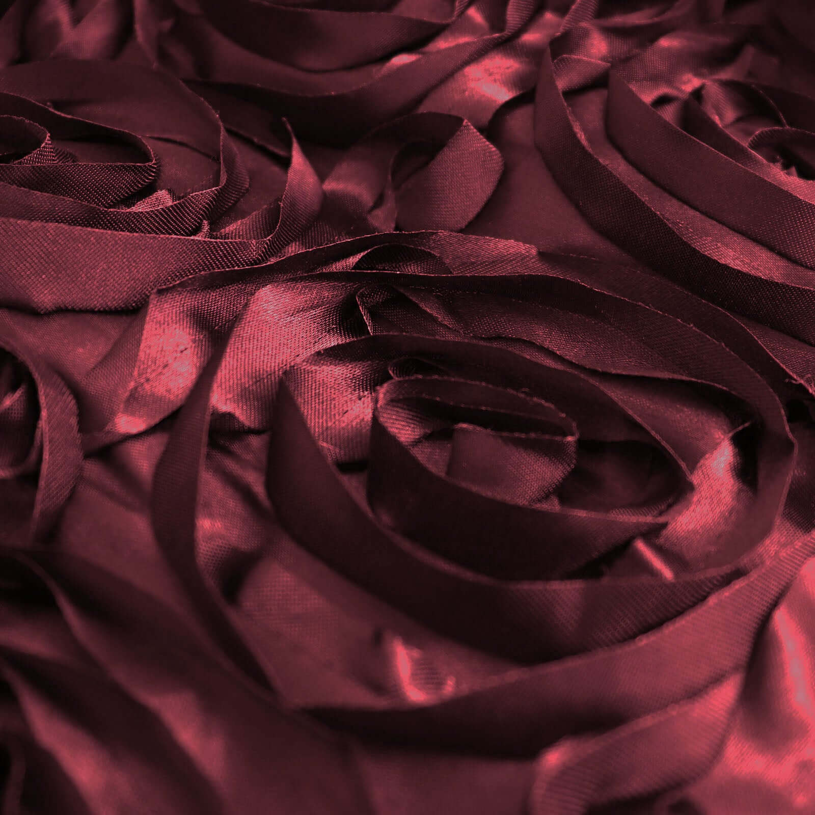 Satin 72"x72" Table Overlay Square Tablecloth Burgundy - 3D Rosette Table Cover