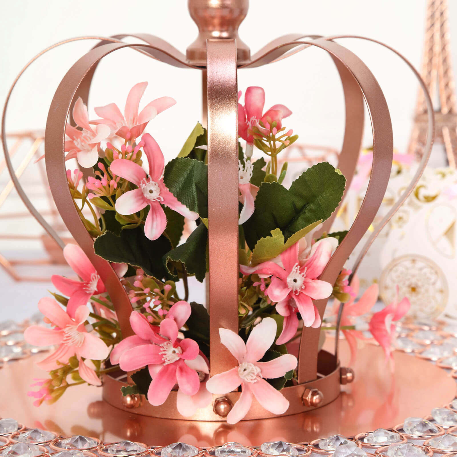 Metal Royal Crown Cake Topper Rose Gold - Sophisticated Wedding Cake Centerpiece Decor for Themed Events 9"